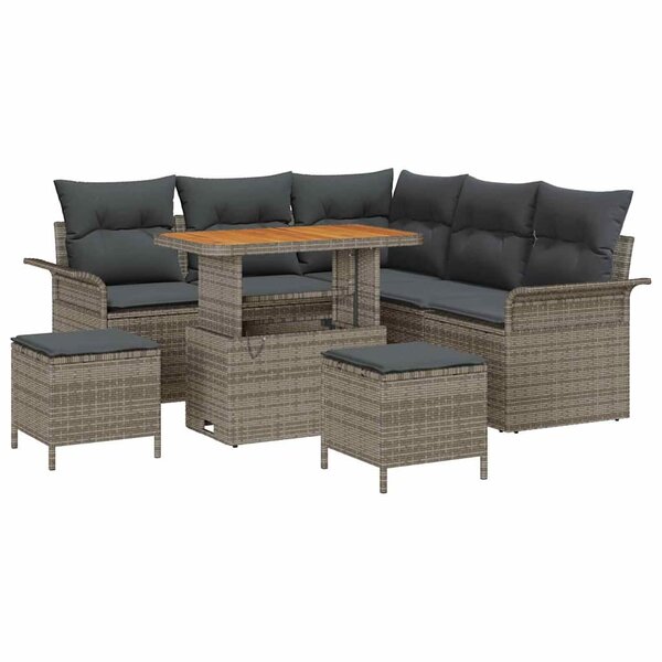 vidaXL Ensemble de canapé de jardin 8 Pièces Gris 90 x 55 x 71 cm