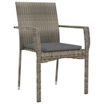 vidaXL Ensemble à manger jardin et coussins 7 Pièces Noir et gris Rotin