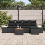 vidaXL Ensemble de canapé de jardin 6 Pièces Noir