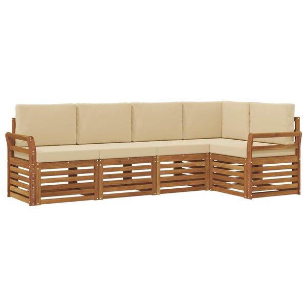 vidaXL Ensemble de canapé d'angle avec coussin 5 Pièces Naturel et Beige