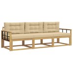 vidaXL Ensemble de canapés d'extérieur 3 Pièces Blanc et Beige Polyester