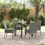 vidaXL Ensemble de jardin de 5 pièces en polyrotin gris