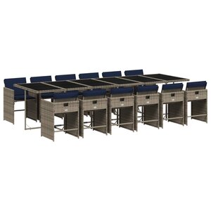 vidaXL Ensemble à manger de jardin avec coussins 13 Pièces résine tressée