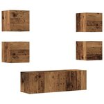 vidaXL Ensemble de meuble TV mural 5 Pièces vieux bois bois d'ingénierie