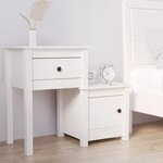 vidaXL Table de chevet Blanc 79 5x38x65 5 cm Bois de pin massif