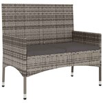vidaXL Banc de Jardin à 2 Places avec Coussins Gris Résine Tressée