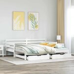 vidaXL Lit de jour avec gigogne et tiroirs sans matelas blanc 90x200cm