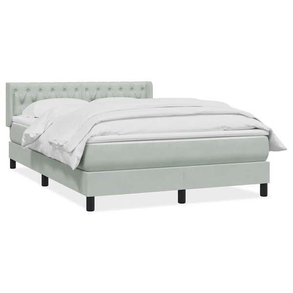 vidaXL Sommier à lattes de lit et matelas gris clair 160x210cm velours