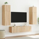 vidaXL Meubles TV muraux lumières LED 2 Pièces chêne sonoma 60x35x31 cm
