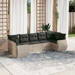 vidaXL Salon de jardin avec coussins 7 Pièces gris clair résine tressée