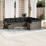 vidaXL Salon de jardin avec coussins 10 Pièces gris résine tressée