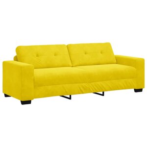 vidaXL Sofa 3 places avec coussin Jaune Velours