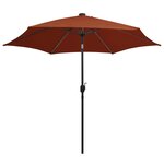 vidaXL Parasol de jardin et lumières LED mât en aluminium terre cuite