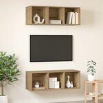 vidaXL Meubles TV muraux 2 Pièces chêne artisanal 37 x 37 x 107 cm