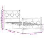 vidaXL Cadre de lit métal sans matelas avec pied de lit blanc 90x200cm