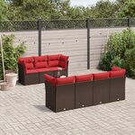 vidaXL Salon de jardin 8 Pièces avec coussins marron résine tressée