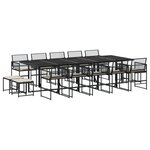 vidaXL Ensemble à manger de jardin 15 Pièces coussins noir résine tressée