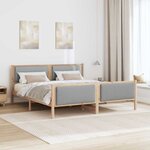vidaXL Cadre de lit avec tête de lit Gris clair 200 x 200 cm tissu