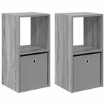 vidaXL Table de chevet 2 pc Gris Sonoma 35 x 32 x 68 5 cm