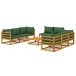 vidaXL Salon de jardin 9 Pièces avec coussins vert bois massif