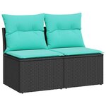 vidaXL Salon de jardin avec coussins 2 Pièces noir résine tressée acacia