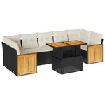 vidaXL Salon de jardin avec coussins 8 Pièces noir résine tressée acacia