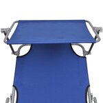 vidaXL Chaise longue pliable avec auvent Bleu Aluminium