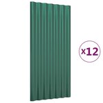 vidaXL Panneaux de toit 12 Pièces Acier enduit de poudre Vert 80x36 cm
