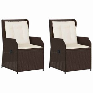 vidaXL Banc de jardin avec coussin 2 Pièces Marron Poly rotin