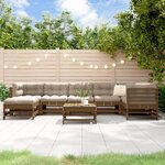vidaXL Salon de jardin 8 Pièces avec coussins marron miel bois massif