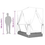 vidaXL Chaise longue double avec toit et rideaux gris résine tressée