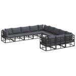 vidaXL Ensemble de canapé de jardin 11 Pièces Noir 70 x 70 x 32 cm