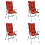 vidaXL Coussins de chaise à dossier haut lot de 4 rouge mélangé tissu