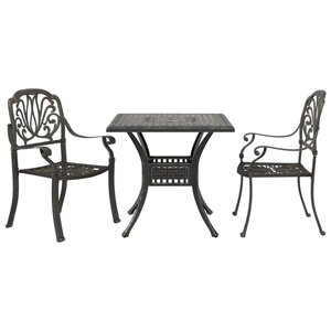 vidaXL Ensemble de bistrot 3 Pièces bronze aluminium coulé
