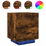 vidaXL Armoires de chevet et lumières LED 2 Pièces chêne fumé