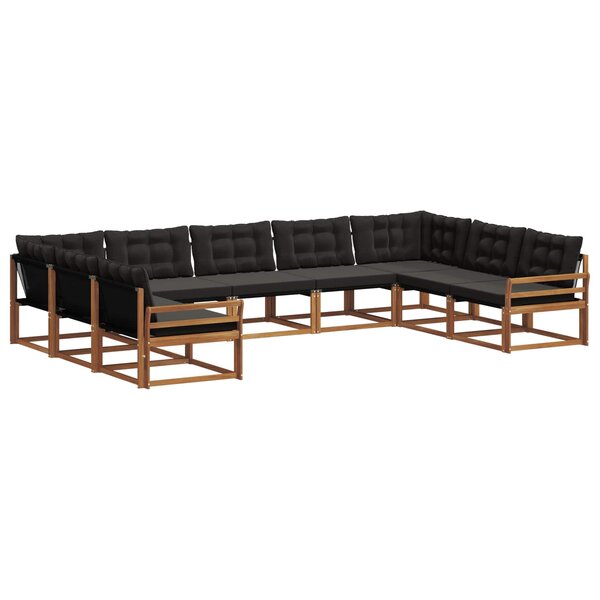 vidaXL Ensemble de canapés d'extérieur 9 pc Naturel et Noir