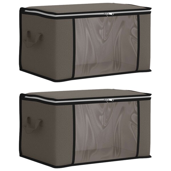 vidaXL Boîte de rangement avec fenêtre latérale transparente 2 pc Gris