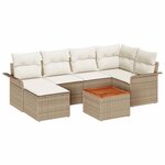 vidaXL Ensemble de canapé de jardin 7 Pièces Beige Poly rotin