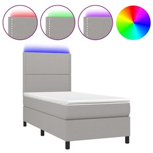 vidaXL Sommier à lattes de lit avec matelas et LED Gris clair 90x200cm