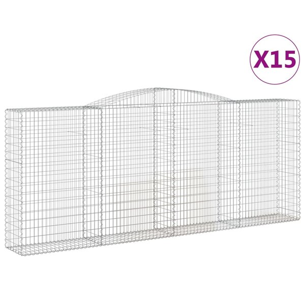 vidaXL Paniers à gabions arqués 15 Pièces 400x50x160/180 cm fer galvanisé
