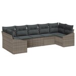 vidaXL Ensemble de salle à manger de jardin 7 pièces avec coussins – rattan poly gris.