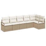 vidaXL Ensemble de canapé de jardin 6 Pièces Beige Poly rotin