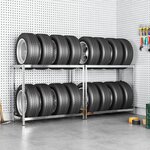 vidaXL Porte-pneus à 2 niveaux 2 Pièces Argenté 110x40x110 cm Acier