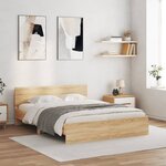 vidaXL Cadre de lit avec tête de lit et LED chêne sonoma 150x200 cm