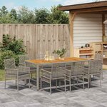vidaXL Ensemble de salle à manger pour jardin 9 Pièces Gris Poly rotin