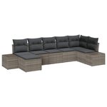 vidaXL Canapé de jardin 7 pièces avec coussins gris en poly rattan