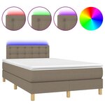 vidaXL Sommier à lattes de lit matelas et LED taupe 120x190 cm tissu