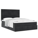 vidaXL Cadre de lit ottoman avec matelas noir 140x190 cm velours
