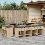 vidaXL Ensemble à manger de jardin coussins 13 Pièces mélange beige rotin