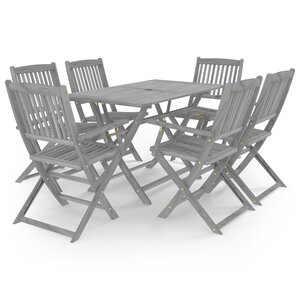 vidaXL Ensemble à manger de jardin 7 Pièces Bois d'acacia massif Gris